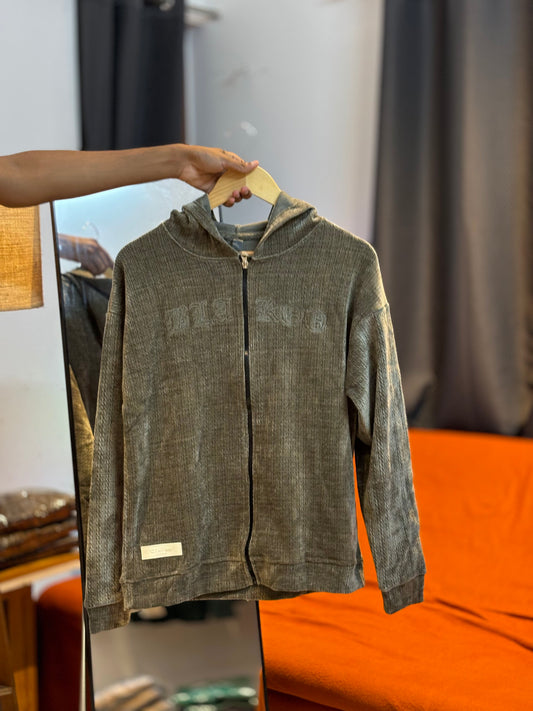 Imported Zipper Hoodie - Taupe Gray