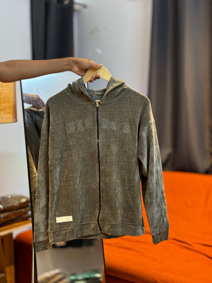 Imported Zipper Hoodie - Taupe Gray